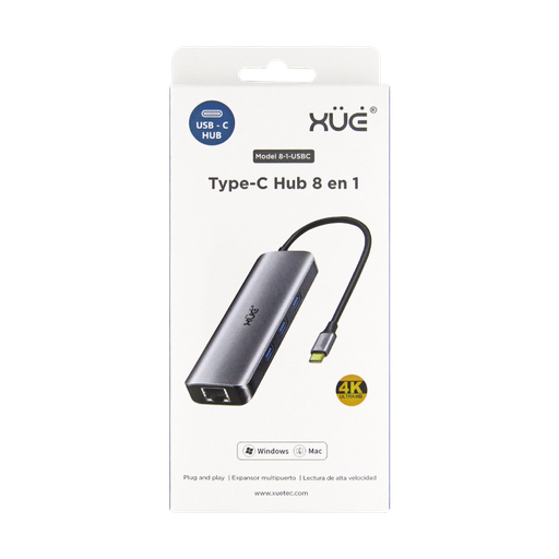 HUB MULTIPUERTOS XUE USB TIPO C 8 EN 1